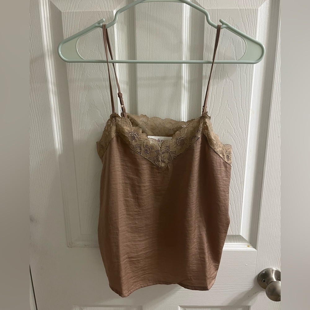 Brown/Tan Silk Lace Tank Top Size Small